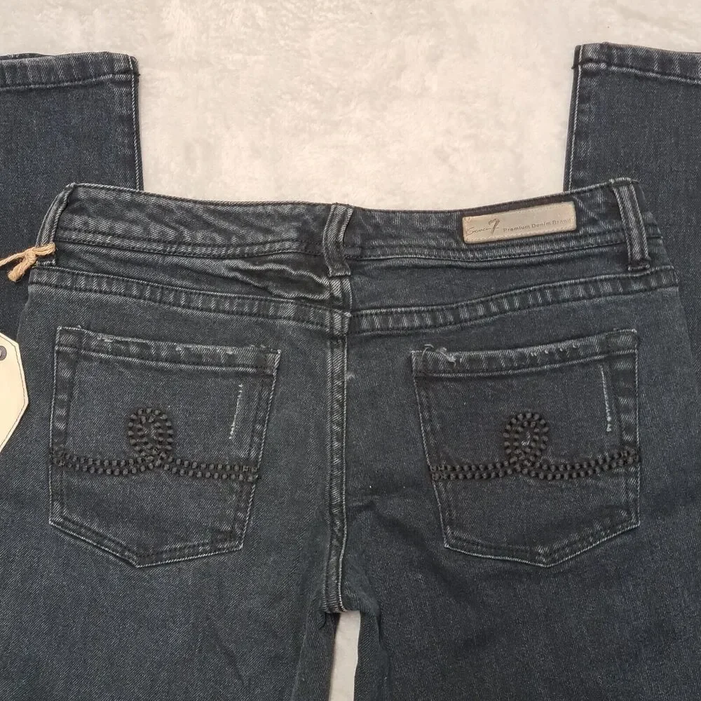 Seven7 Jeans Black Straight Leg Women's SZ 27 Low Rise - Picture 6 of 11